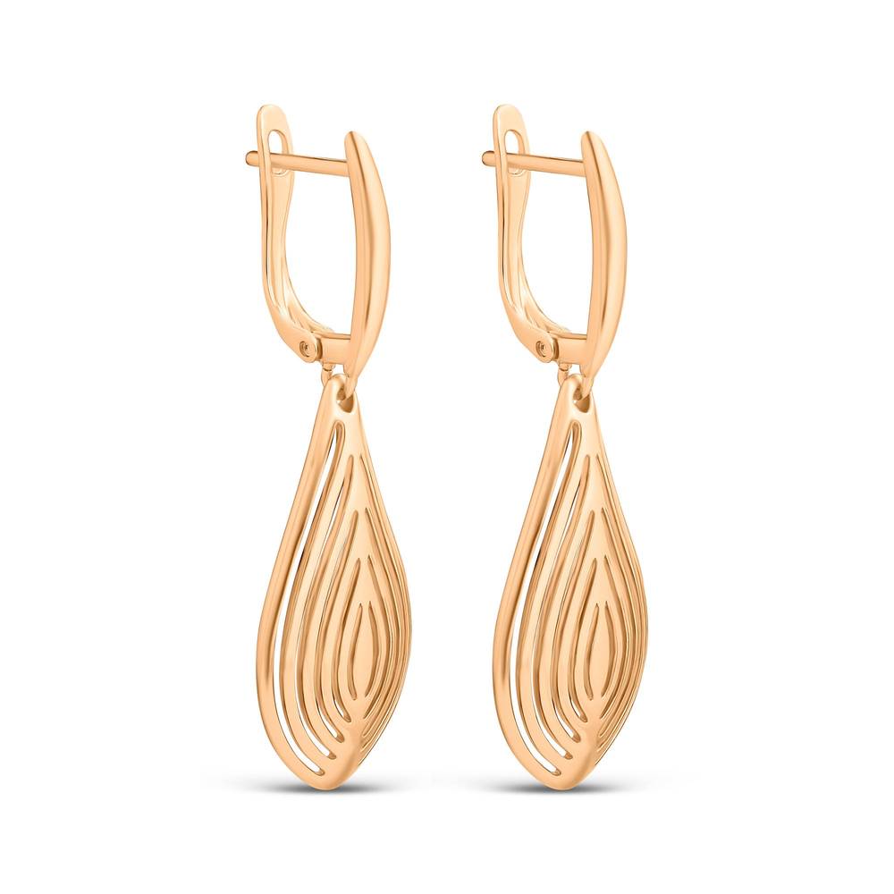 Gari apzeltīti auskari ar pilienveida izgriezto rakstu un drošu angļu aizdari