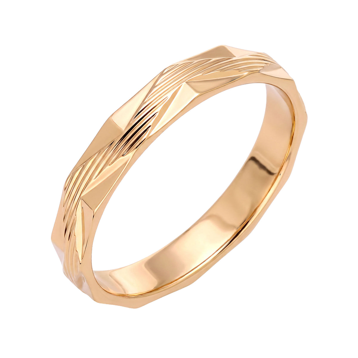 Zeltīts 3 mm unisex gredzens ar rievotu tekstūru