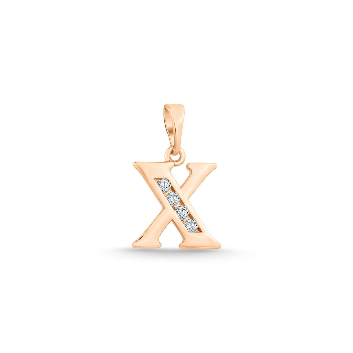 Кулон с буквой X с цирконами по диагонали и блестящим покрытием из 18K золота